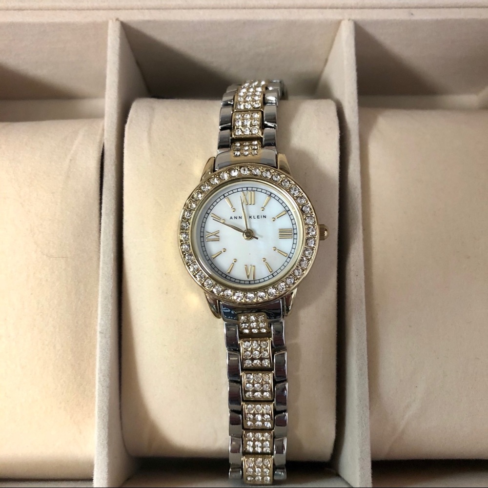 BNWT AK Swarovski Crystal Accent Two Tone Watch